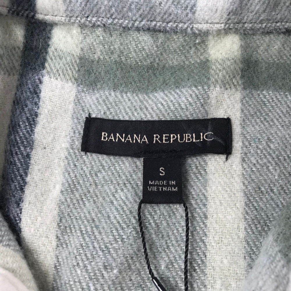Banana Republic Womens Plaid Shacket Sage Green Longline Shirt Jacket S NWT - Picture 4 of 8